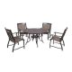 5 Piece Patio Furniture Outdoor Dining Set w/4pcs Sling Chair & 1pc 48inch Tempered Glass Top Table