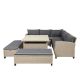 6-Piece Rattan Wicker Outdoor Sectional Sofa Set w/ Table, Benches and Gray Cushions