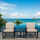 Black 3-Piece Metal Outdoor Sectional Set w/ Beige Cushions