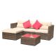 Brown 5-Piece PE Rattan Wicker Patio Furniture Outdoor Sectional Sofa Set w/ Light Brown Cushions