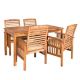 Walker Edison Furniture Company 5-Piece Acacia Wood Outdoor Dining Set with White Cushion