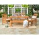 Walker Edison Furniture Company 6-Piece Brown Outdoor Classic Traditional Contemporary Acacia Wood Simple Patio Dining Set with White Cushion