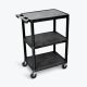 Luxor HE 24 in. W x 18 in. D x 34 in. H, 3-Shelf Utility Cart in Black