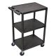 Luxor HE 24 in. 3-Shelf Utility Cart in Black