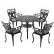 5-Piece Antique Bronze Aluminum Sunflower Outdoor Patio Dining Set with 4 Chairs and Umbrella Hole