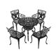 Black 5-Piece Aluminum Sunflower Outdoor Patio Dining Set with 4 Chairs and Umbrella Hole