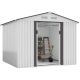 JAXPETY 8.4 ft. W x 8.4 ft. D Outdoor Metal Storage Shed Garden Tool Storage with Sliding Door,White and Gray(70.56 sq. ft.)