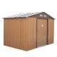JAXPETY 9.1 ft. W x 6.3 ft. D Metal Shed Outdoor Storage Building Garden Tool w/ Sliding Door, Coffee (57.33 sq. ft.)