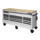 Husky 72 in. W x 24 in. D Heavy Duty 18-Drawer Mobile Workbench Tool Chest with Adjustable Height Wood Top in Matte White