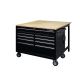 Husky 46 in. 9-Drawer Mobile Workbench with Full Length Extension Table and Legs in Black