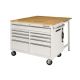 Husky 46 in. W x 51 in. D Standard Duty 9-Drawer Mobile Workbench with Solid Top Full Length Extension Table in Gloss White