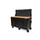 Husky 61 in. W x 26 in. D Heavy Duty 10-Drawer 1-Door Mobile Workbench with Hardwood Top, Pegboard and Shelf in Matte Black