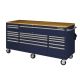 Husky 72 in. 18-Drawer Mobile Workbench with Solid Wood Top in Gloss Blue