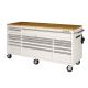 Husky 72 in. 18-Drawer Mobile Workbench with Solid Wood Top in Gloss White