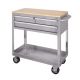 36 in. 3-Drawer with Solid Wood Top, Stainless Steel Utility Cart