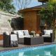 HAPPATIO 4-Piece Wicker Patio Conversation Set with Gray Cushions