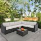 HAPPATIO 7-Piece Wicker Patio Conversation Set with Gray Cushions