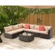 7-Piece PE Wicker Outdoor Sofa Sectional Set with Khahi Cushions for Garden, Lawn, Balcony