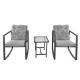DIRECT WICKER Jessica 3-Piece Metal Outdoor Bistro Sets Patio Furniture Sets with Gray Cushions