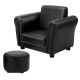 Costway Black Faux Leather Upholstery Kids Arm Chair Kids Sofa with Ottoman