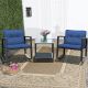 Costway Patio Navy 3PCS Metal Patio Conversation w/ Cushions