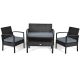 Costway 4-pc Patio Conversation Set w/ Gray Cushions