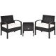 Costway 3-pc Wicker Outdoor Sectional Set with Cream Cushion