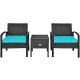 Costway 3-pcs Wicker Outdoor Sectional Set with Turquoise Cushion