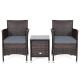 Costway Brown 3-pc Wicker Patio Conversation Seating Set with CushionGuard Gray Cushions