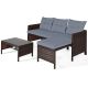 Costway 3-Piece Wicker Patio Conversation Set w/ Gray Cushions