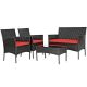 Costway 4-pc Wicker Outdoor Sectional Set with Red Cushions