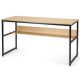 55 in. Rectangle Beige Wood Computer Desk with Bookshelf