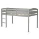 Costway - Grey Twin Low Loft Bunk Junior Bed Bedroom Wooden Guard Rail Ladder