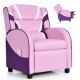 Costway Pink Faux Leather Upholstery Kids Recliner Gaming Sofa w/Side Pockets