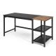 59 in. Rectangular Black Wood Home Office Computer Desk Study Laptop Table Detachable Shelf