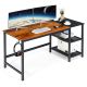 Costway 59 in. Rectangular Brown Wood Home Office Computer Desk Study Laptop Table Detachable Shelf