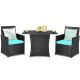 Costway 3-Pieces Rattan Patio Furniture Set Cushion Sofa Armrest Garden Turquoise