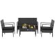 Costway 4-Pieces Patio Rattan Furniture Set Cushioned Sofa Armrest Garden Black
