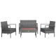 Costway 4-Pieces Wicker Patio Conversation Set Wooden Tabletop Sofa Chair with Gray Cushions