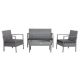 Costway 4-Pieces Wicker Patio Conversation Set with Grey Cushions