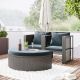 2-Piece All-Weather PE Wicker Outdoor Patio Conversation Set,Rattan Sofa set w/ cushions,Side Table for Umbrella(gray)