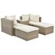 5-Piece Outdoor Patio Furniture Set Elegant Wicker Rattan Sectional Sofa Set Chair Stool & Glass Table Set Beige Cushion