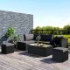 5-Piece Patio Furniture Set Outdoor Large Conversation Set PE Rattan Wicker Sofa Set w/Adjustable Chair Gray Cushion