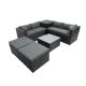6-Piece Outdoor Furniture Set Garden and Yard Wicker Patio Conversation Sofa Set with Storage Box, Ottoman, Gray cushion