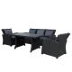 4-Piece PE Rattan Wicker Outdoor Patio Conversation Set Sofa and Table Set for Poolside, Backyard with Dark Gray Cushion
