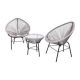 Unique Gray 3-Piece PE Wicker Round Table Outdoor Bistro Set Patio Conversation Coffee Table and Chair Set for Garden
