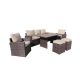 6-Piece Outdoor PE Wicker Patio Conversation Set with Table, Arm Chairs and Ottoman for Garden Yard, Brown Cushion