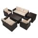 6-pc Wicker Patio Conversation Set with Beige Cushions