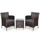 CASAINC 3-Piece Wicker Patio Conversation Set with Gray Cushions