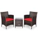 CASAINC 3-pc Wicker Patio Conversation Set with CushionGuard Red Cushions